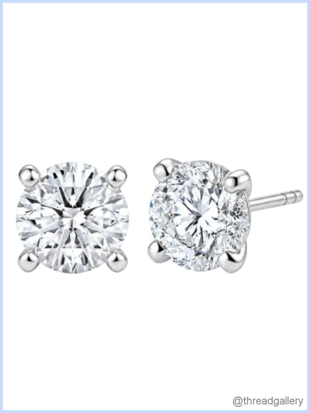 Lab Grown Diamond Stud Earrings 925 Sterling Silver Push Back